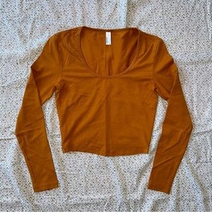 American Apparel Cropped Orange Long Sleeve